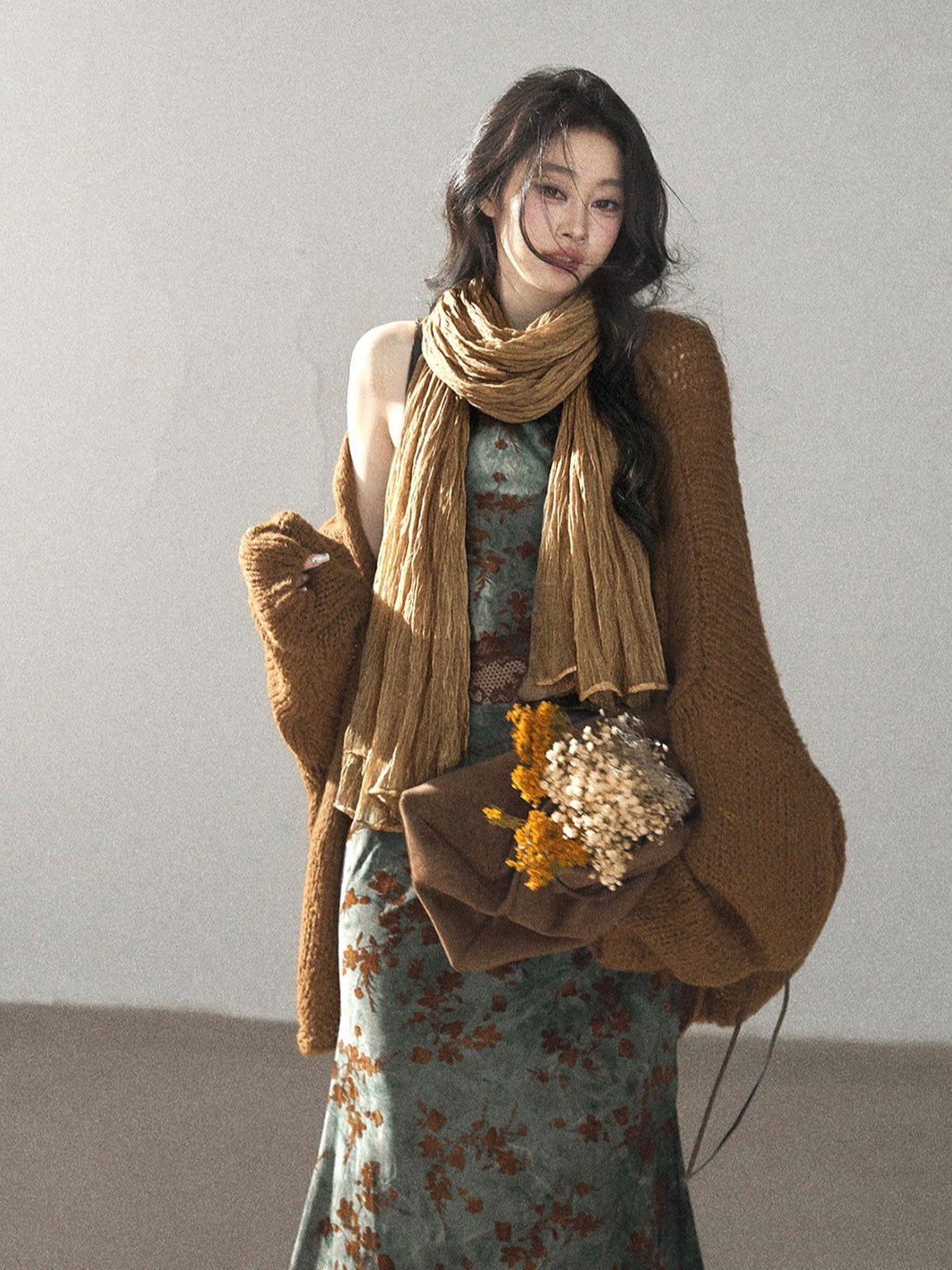 AOMALM - 100% Silk Sheer Fringe Scarf