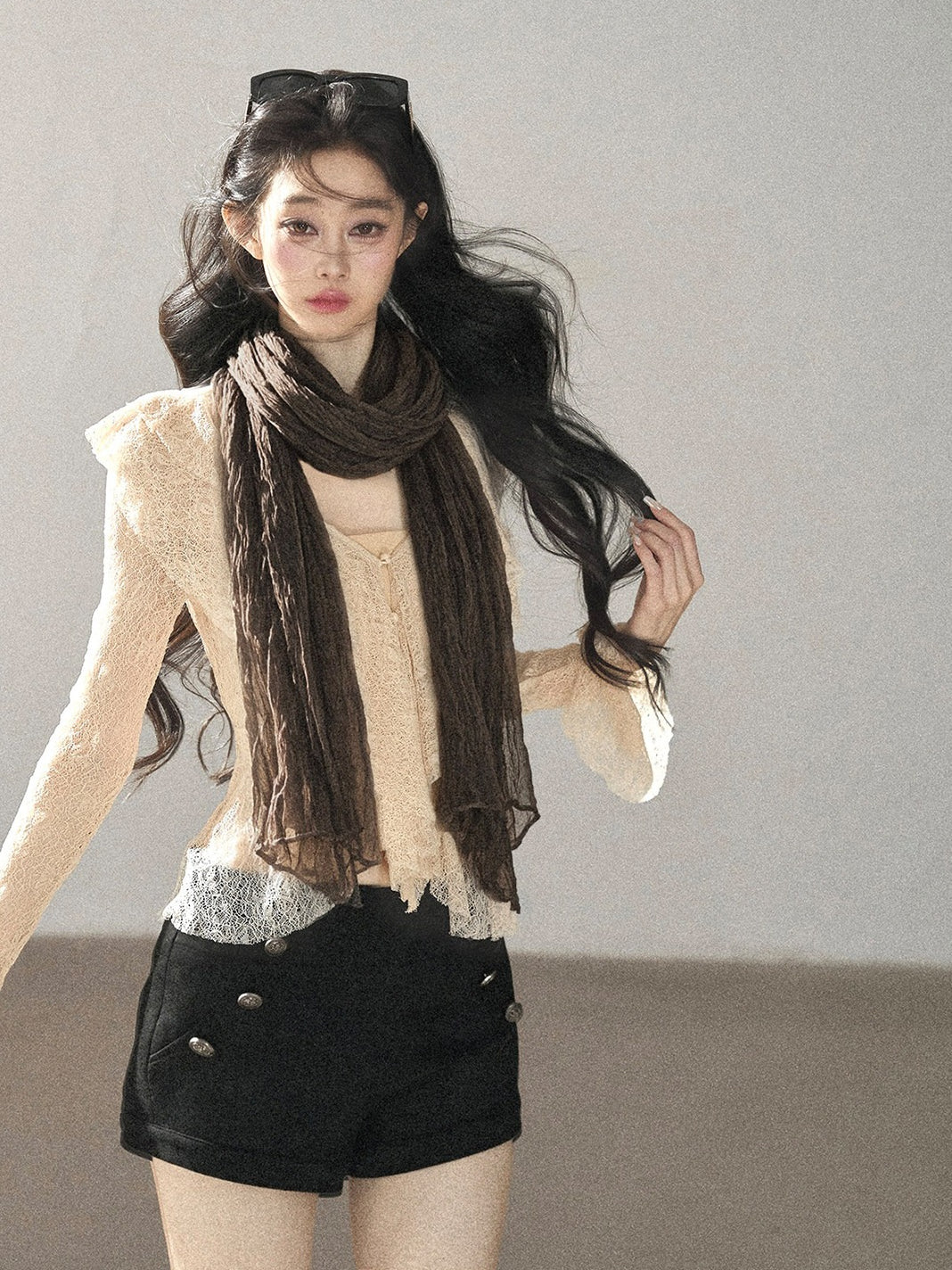 AOMALM - 100% Silk Sheer Fringe Scarf