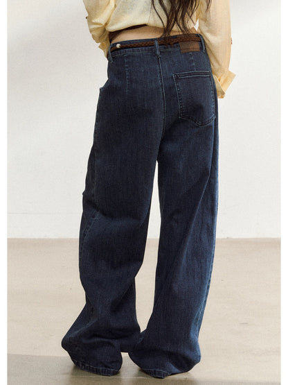 JN's DESIGN - Dark Blue Wide-Leg Vintage Jeans