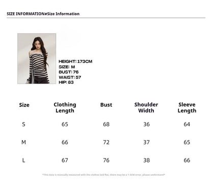 JN's DESIGN - Asymmetrical Striped Long-Sleeve Top with Tie Detail