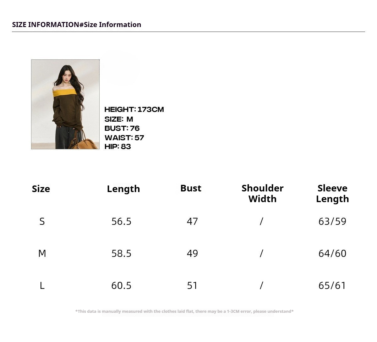 JN's DESIGN - Asymmetrical Color-Block Off-Shoulder Knit Sweater