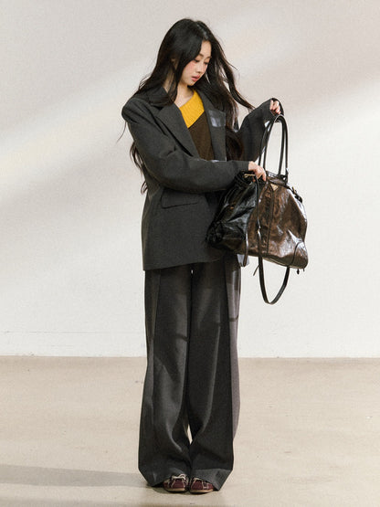 JN's DESIGN - Dark Gray Relaxed-Fit Mid-Length Blazer