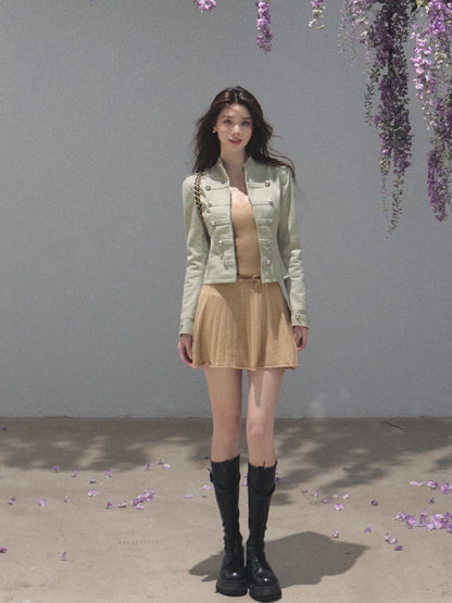 OAKMOO/ Napoleon-Style Fitted Cotton Jacket