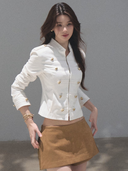 OAKMOO/ Napoleon-Style Fitted Cotton Jacket