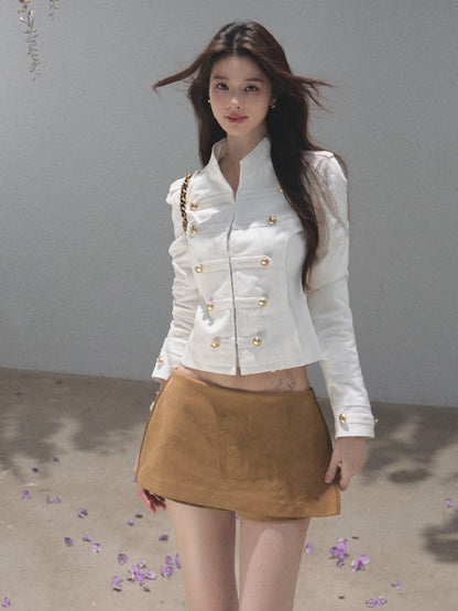 OAKMOO/ Napoleon-Style Fitted Cotton Jacket