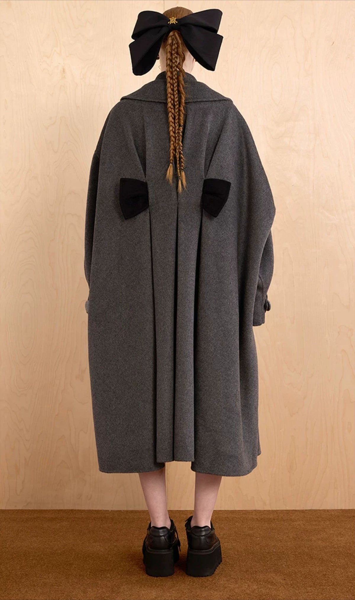 WEANCHEAM Wool Long Coat for Women | Oversized Layered Lapel (Camel / Charcoal Gray)