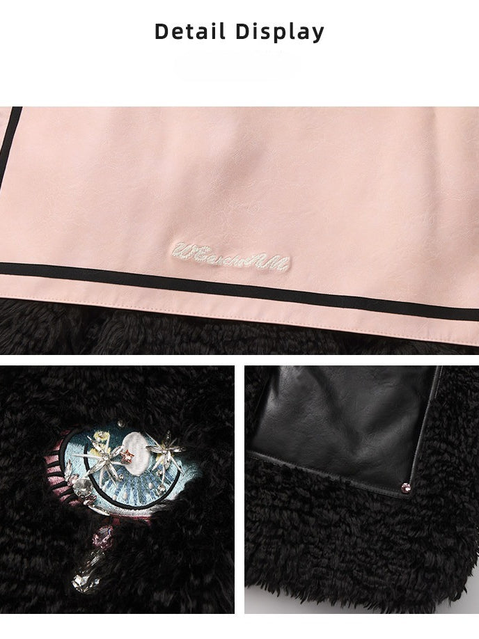 WEANCHEAM Sailor Collar Jacket | Plush Contrast Stripe Style (Black / White)