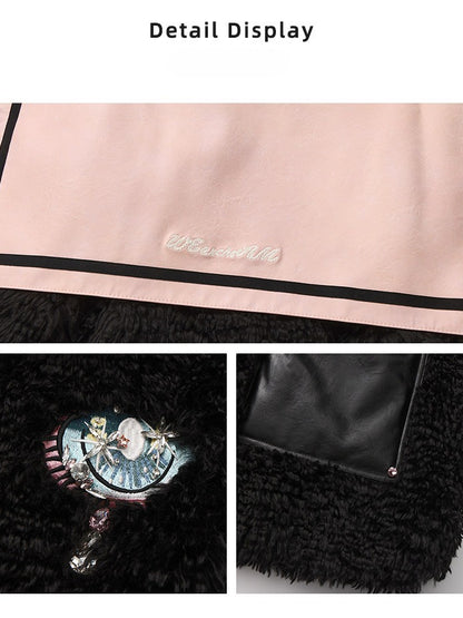 WEANCHEAM Sailor Collar Jacket | Plush Contrast Stripe Style (Black / White)