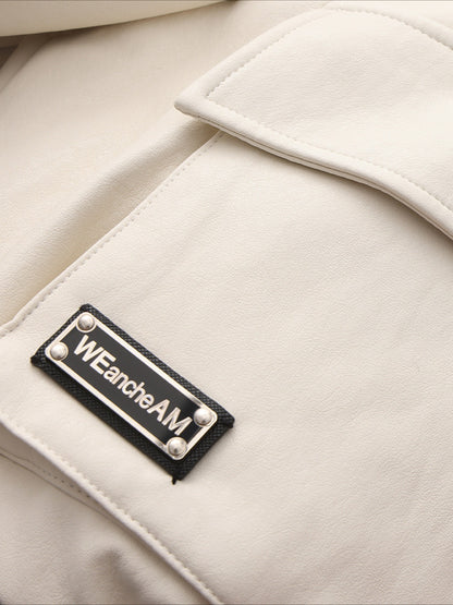 WEANCHEAM Navy Collar Puffer Jacket | Belted Waist Design (Black / Patterned / White)