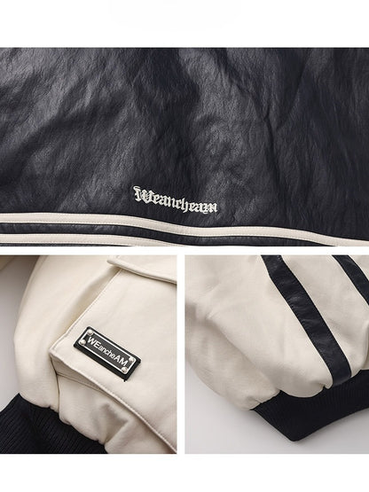 WEANCHEAM Navy Collar Puffer Jacket | Belted Waist Design (Black / Patterned / White)