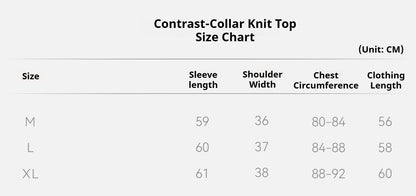 AOMALM - "Autumn in Every Stitch" Chestnut Brown Contrast-Collar Knit Top