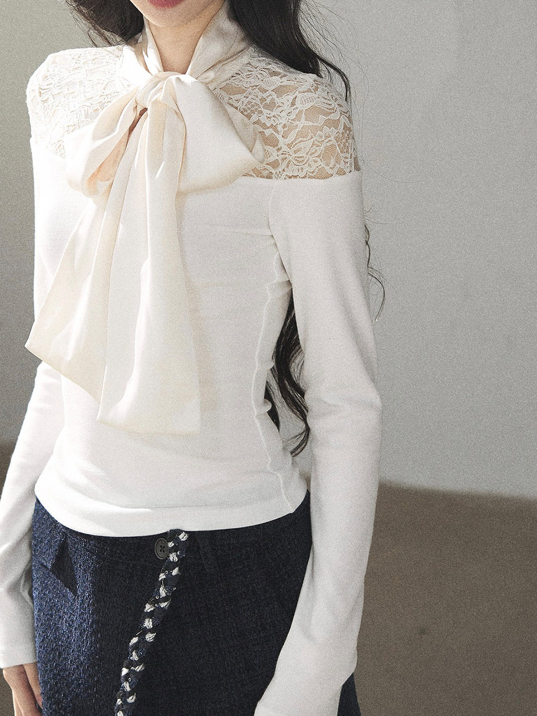 AOMALM - Navy Tweed Jacket & Skort Set with Dutch Cheese Top