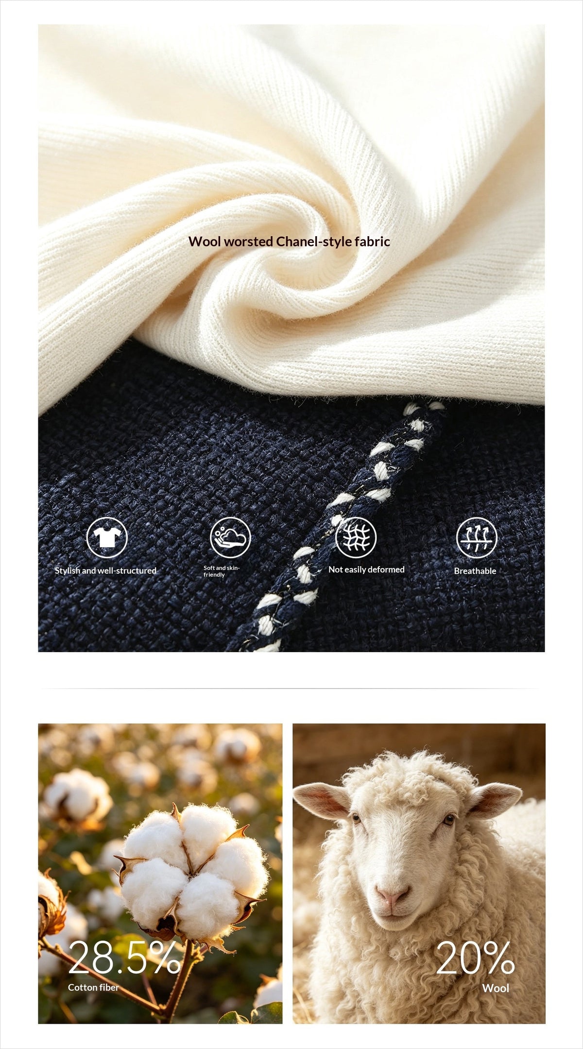 AOMALM - Navy Tweed Jacket & Skort Set with Dutch Cheese Top