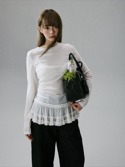 LOST FOREST - White Sheer Lyocell Layering Top