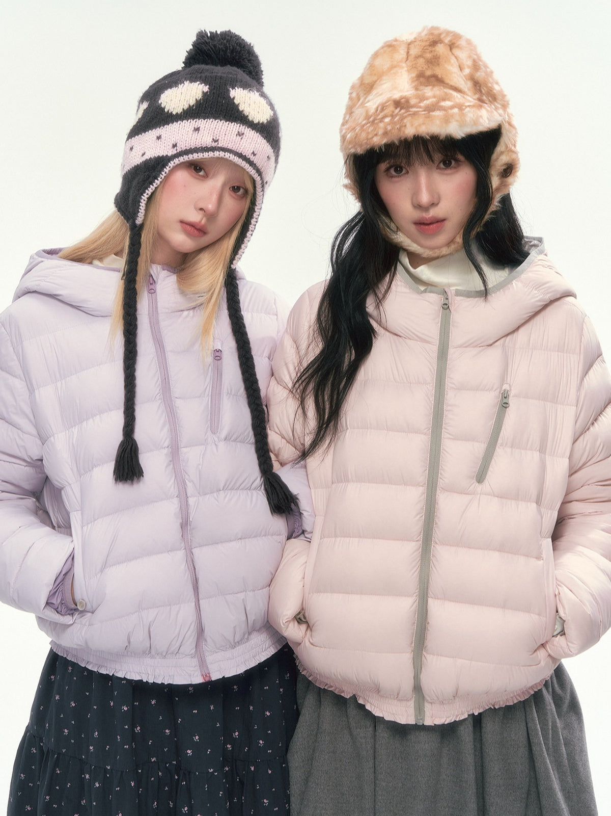 CAN - "Twilight Snow" Hooded 90% White Duck Down Puffer Jacket (Hibiscus Purple / Baby Pink / Water Blue)