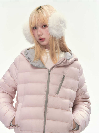 CAN - "Twilight Snow" Hooded 90% White Duck Down Puffer Jacket (Hibiscus Purple / Baby Pink / Water Blue)