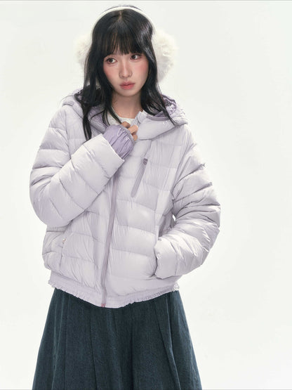 CAN - "Twilight Snow" Hooded 90% White Duck Down Puffer Jacket (Hibiscus Purple / Baby Pink / Water Blue)