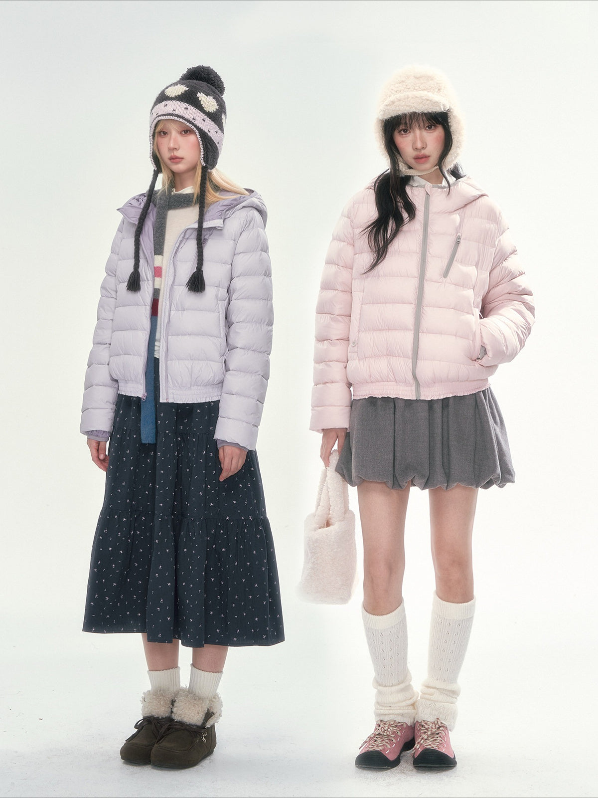CAN - "Twilight Snow" Hooded 90% White Duck Down Puffer Jacket (Hibiscus Purple / Baby Pink / Water Blue)