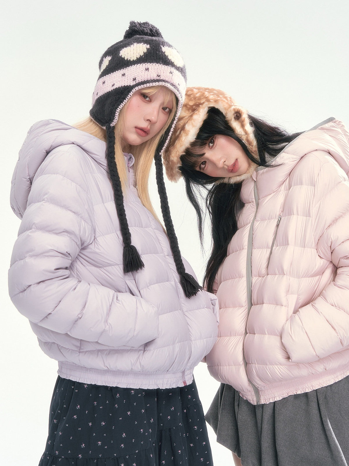 CAN - "Twilight Snow" Hooded 90% White Duck Down Puffer Jacket (Hibiscus Purple / Baby Pink / Water Blue)