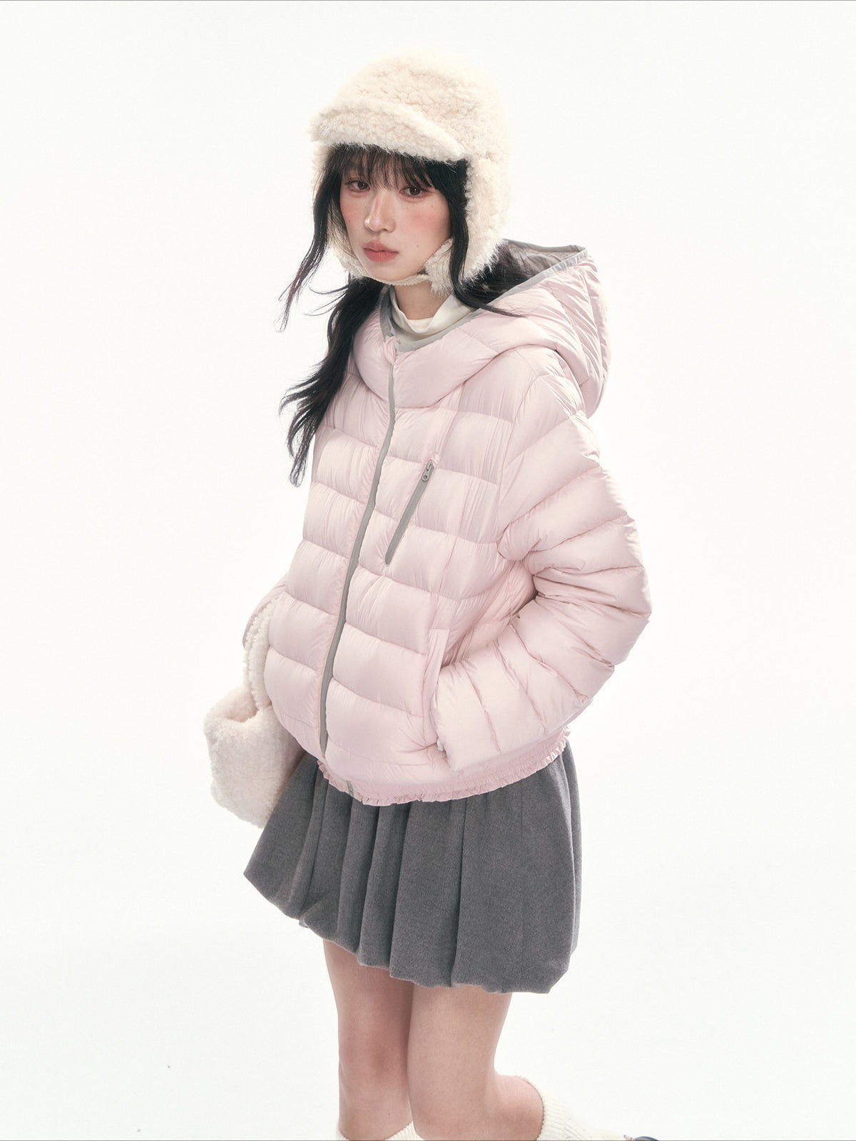 CAN - "Twilight Snow" Hooded 90% White Duck Down Puffer Jacket (Hibiscus Purple / Baby Pink / Water Blue)