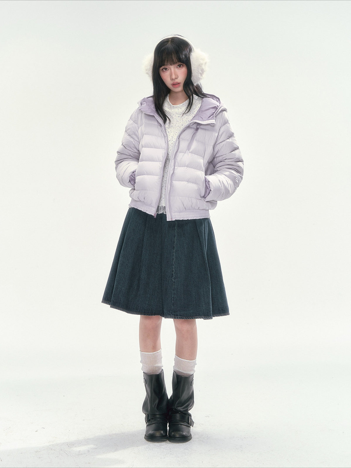 CAN - "Twilight Snow" Hooded 90% White Duck Down Puffer Jacket (Hibiscus Purple / Baby Pink / Water Blue)