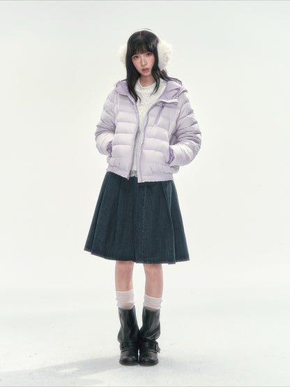 CAN - "Twilight Snow" Hooded 90% White Duck Down Puffer Jacket (Hibiscus Purple / Baby Pink / Water Blue)