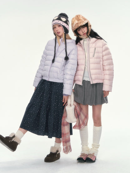 CAN - "Twilight Snow" Hooded 90% White Duck Down Puffer Jacket (Hibiscus Purple / Baby Pink / Water Blue)