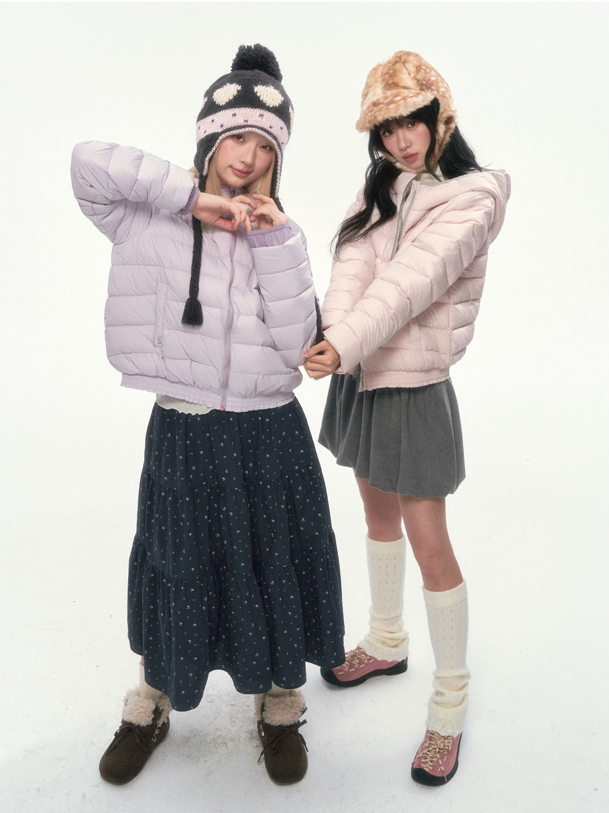 CAN - "Twilight Snow" Hooded 90% White Duck Down Puffer Jacket (Hibiscus Purple / Baby Pink / Water Blue)