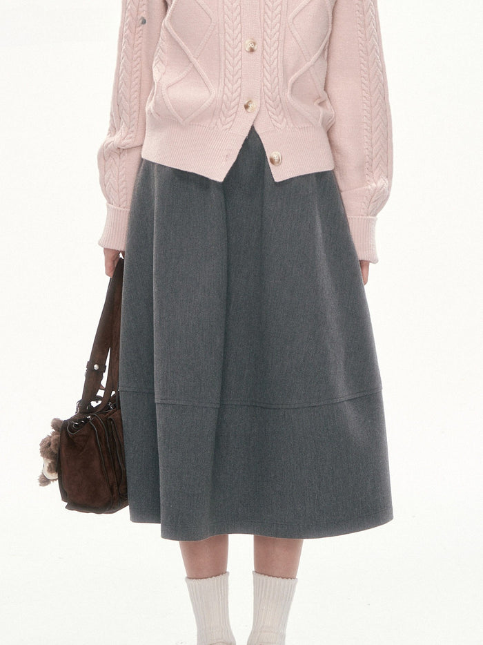 CAN - "Ode to Winter" Dark Gray Layered A-Line Midi Skirt