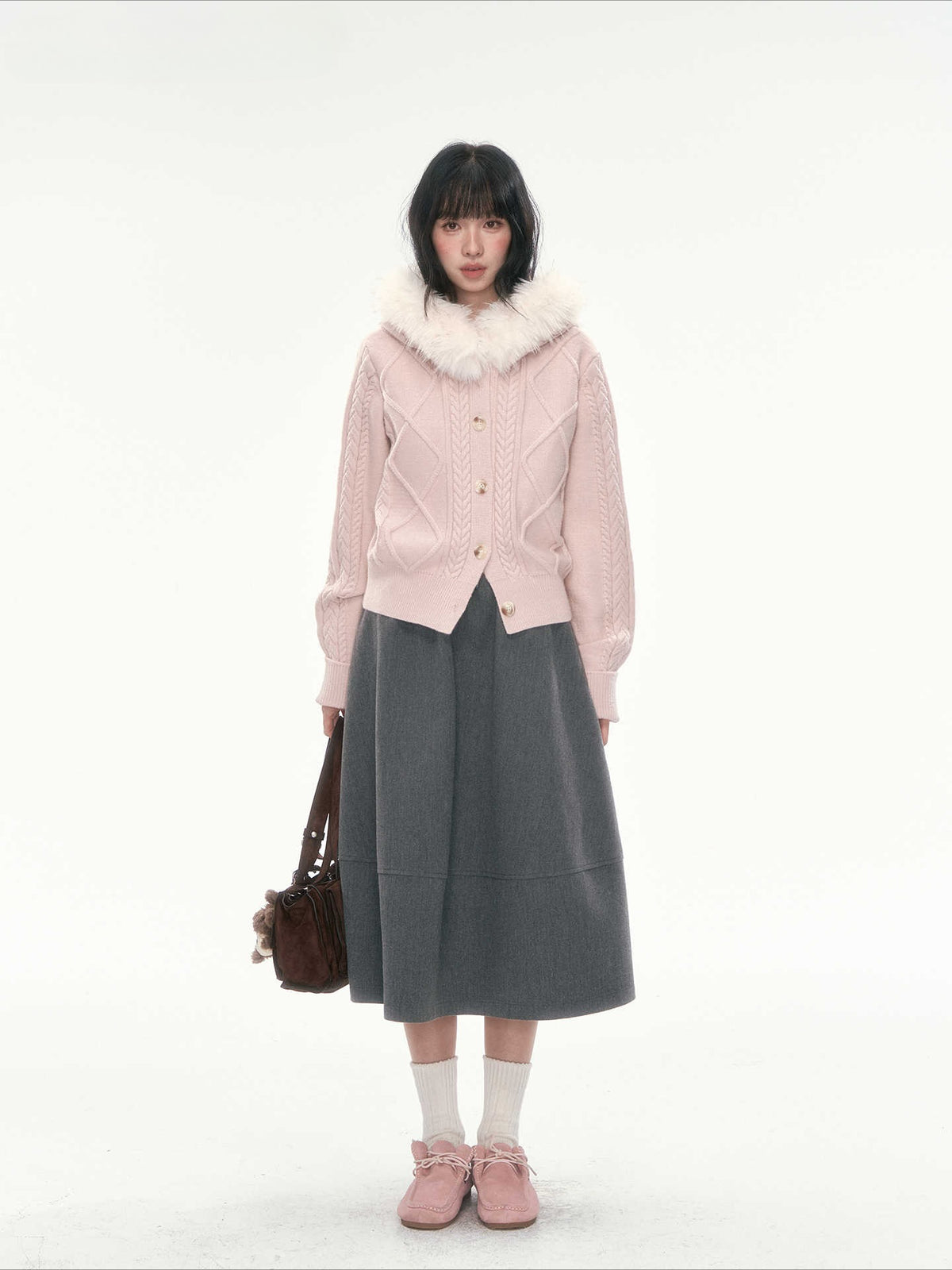 CAN - "Ode to Winter" Dark Gray Layered A-Line Midi Skirt
