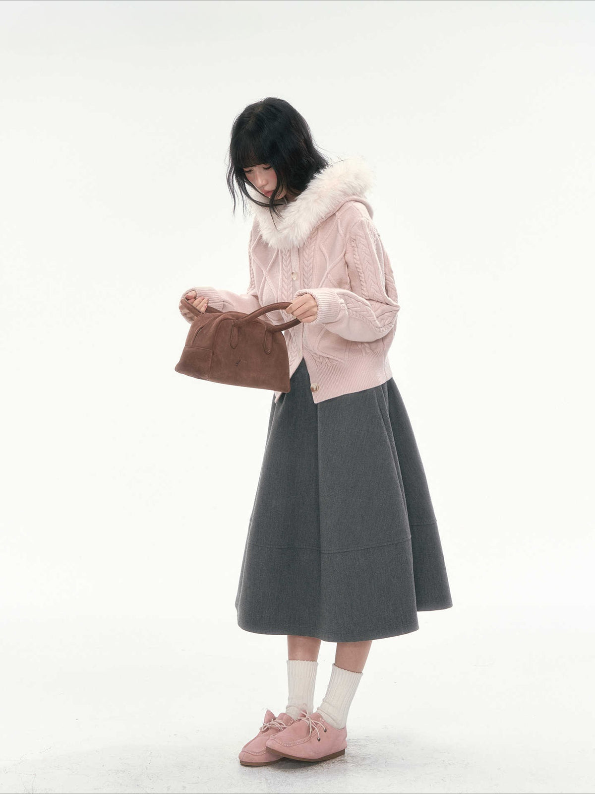 CAN - "Ode to Winter" Dark Gray Layered A-Line Midi Skirt