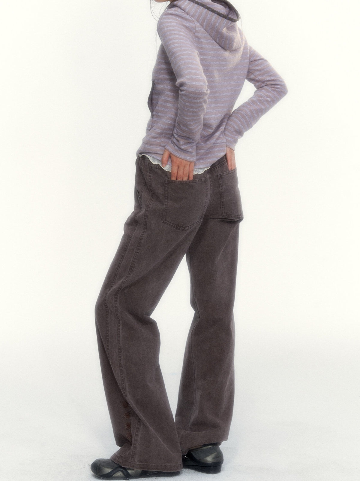 "A Season Called Autumn" Coffee Brown Vintage Washed Wide-Leg Utility Pants