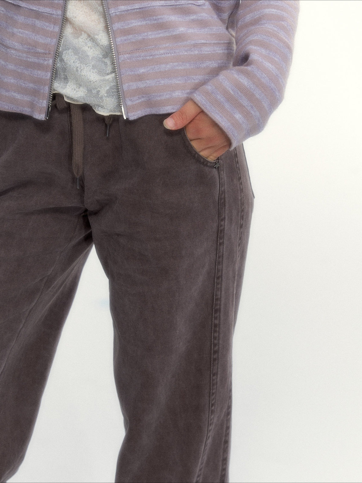 "A Season Called Autumn" Coffee Brown Vintage Washed Wide-Leg Utility Pants