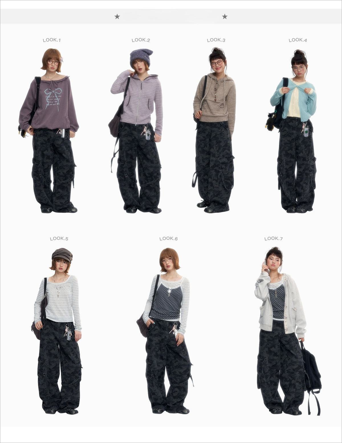 Camouflage Washed Wide-Leg Utility Pants