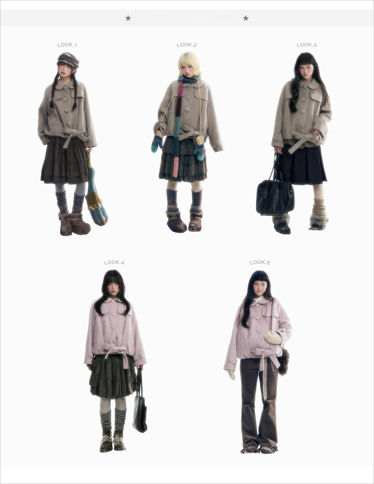 Short Cocoon Wool-Blend Coat (Taro Purple / Oatmeal Gray)