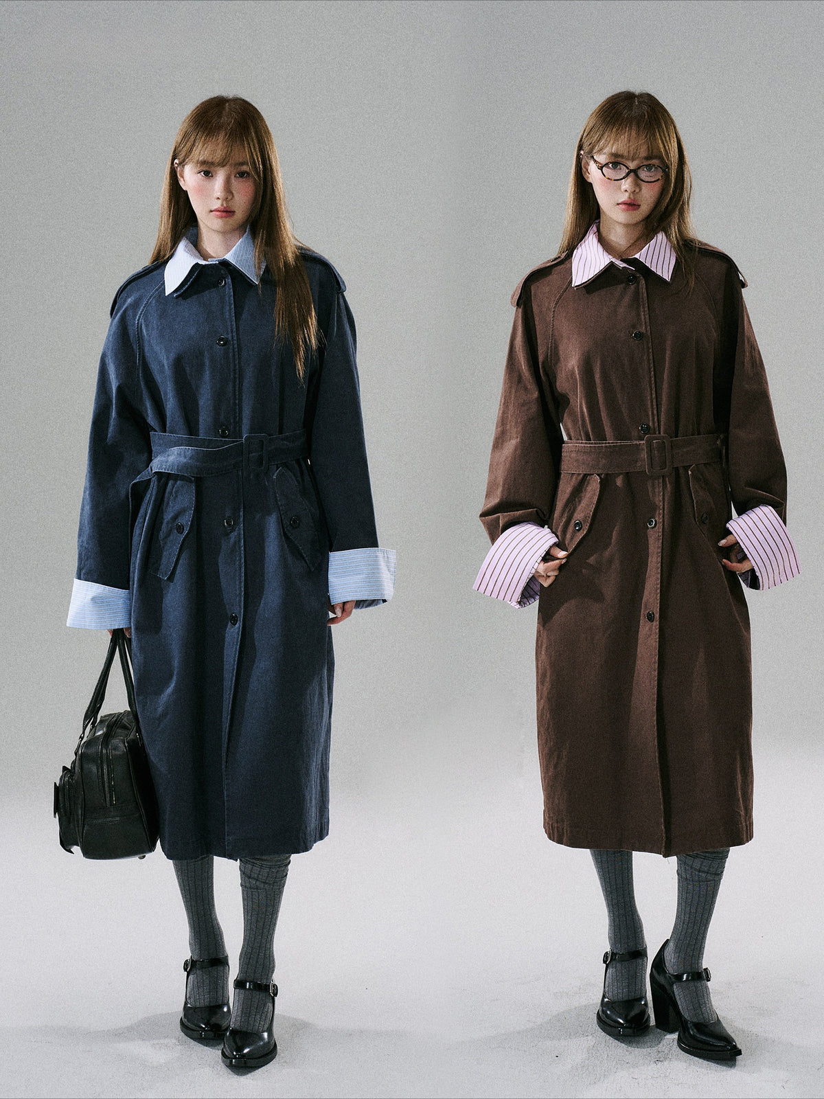 LOST FOREST - Red Brown Washed Cotton Detachable Trench Coat