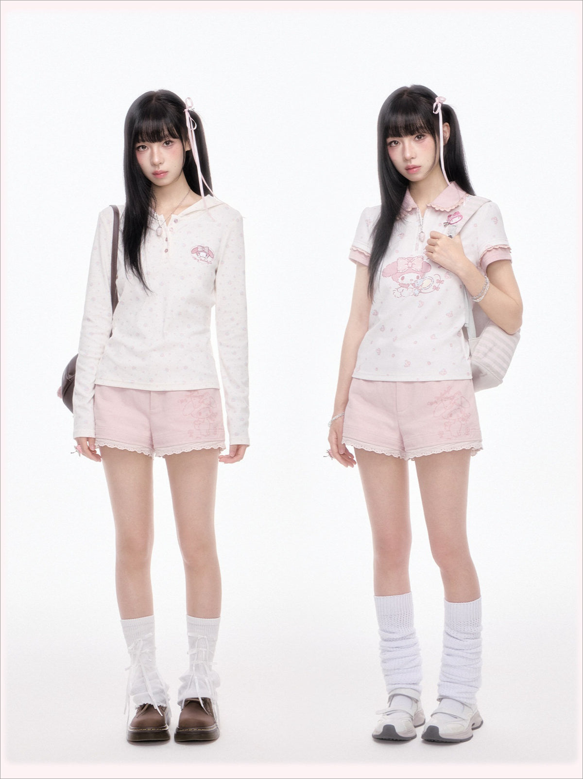 KYOUKO - Cherry Pink Lace-Trim Shorts
