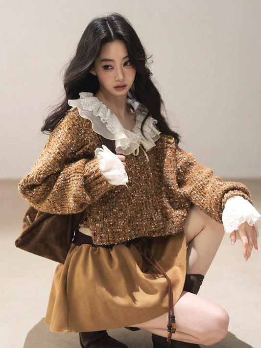 AOMALM - Toasted Pecan Marled Knit Cardigan