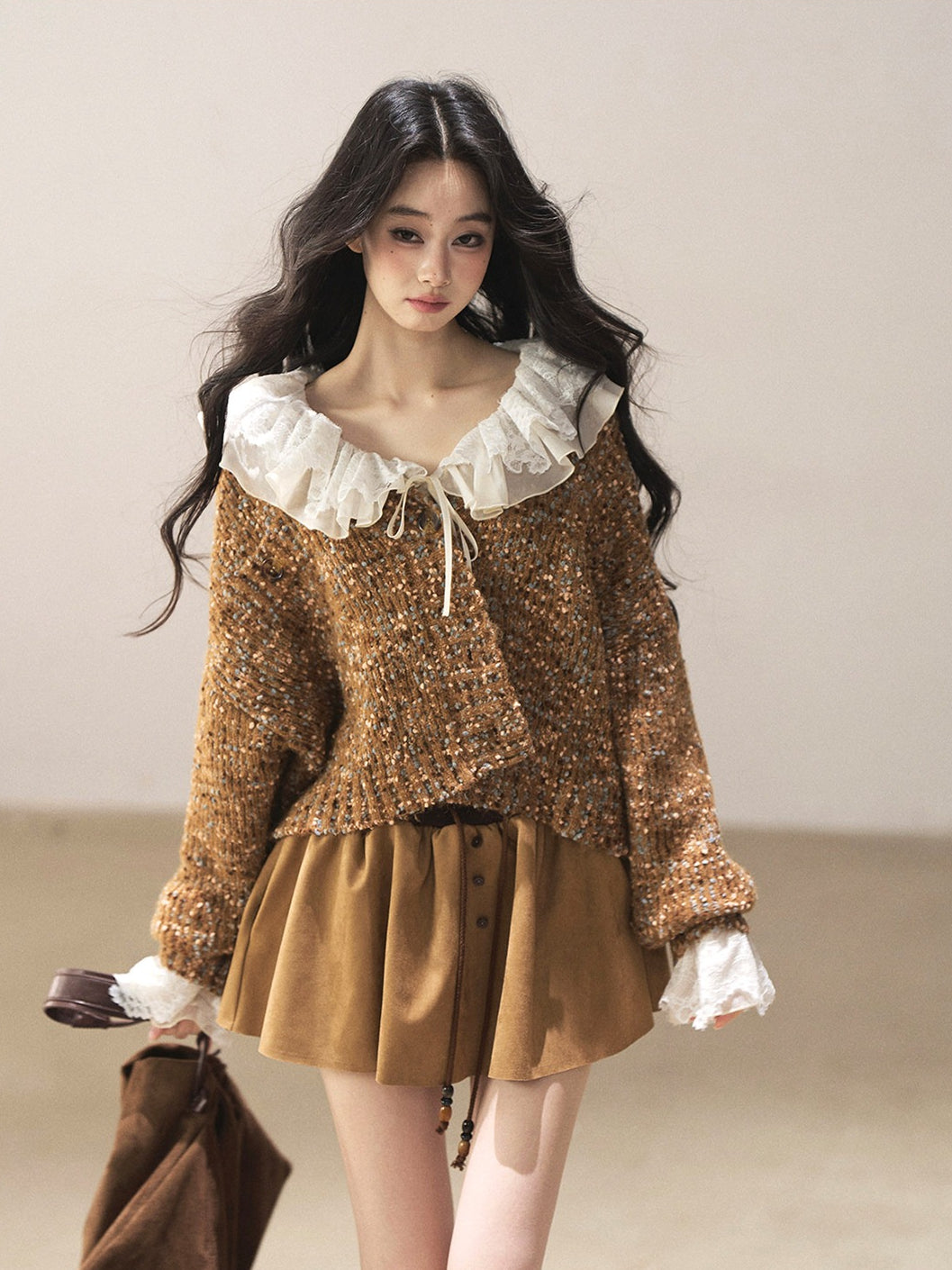 AOMALM - Toasted Pecan Marled Knit Cardigan