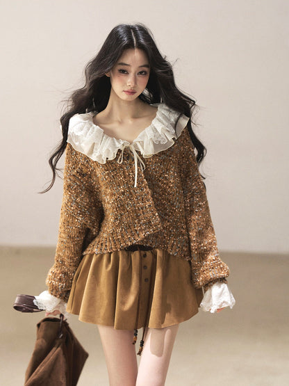 AOMALM - Toasted Pecan Marled Knit Cardigan
