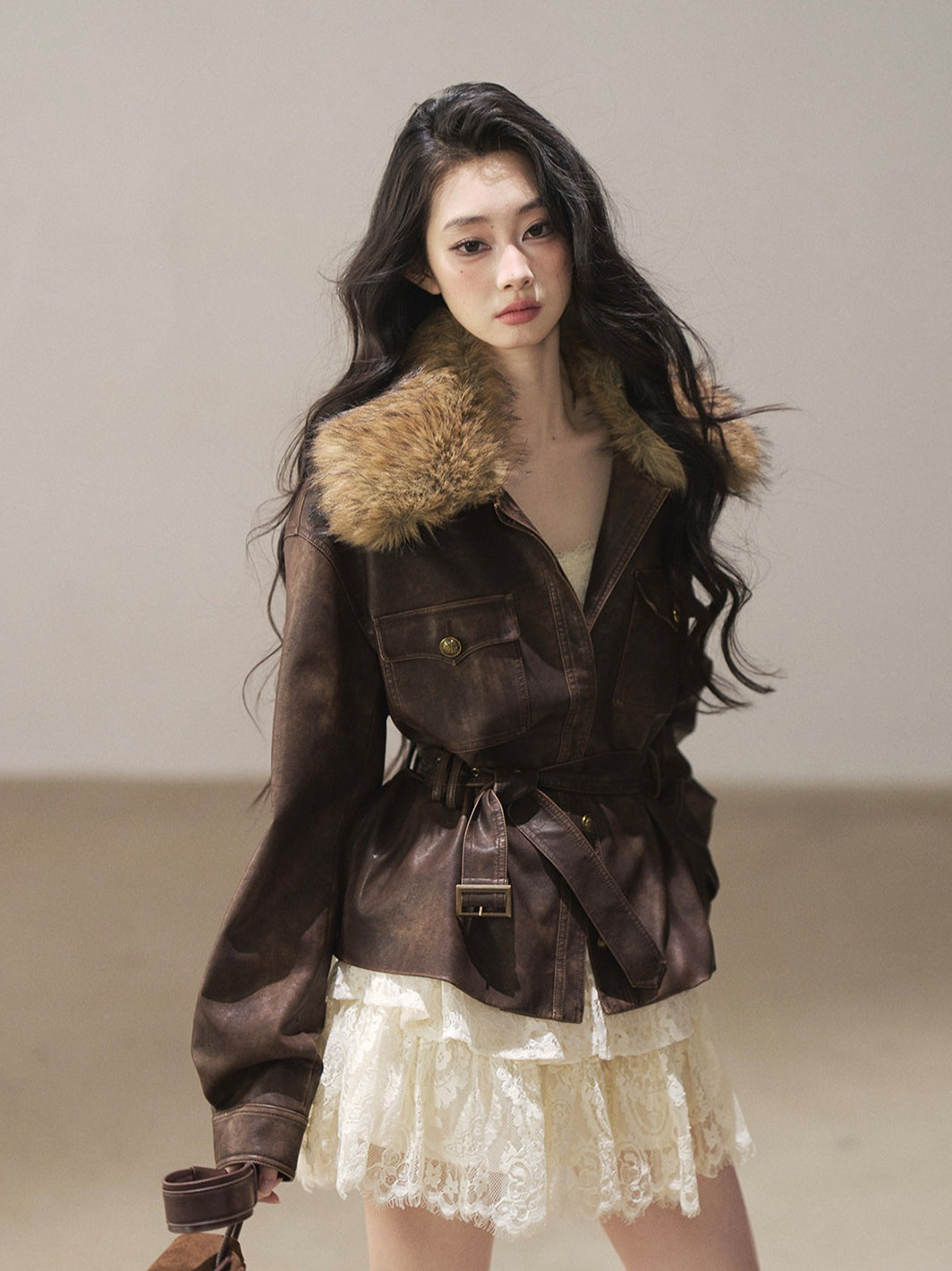 AOMALM - French Lace Double-Ruffle Camisole Dress