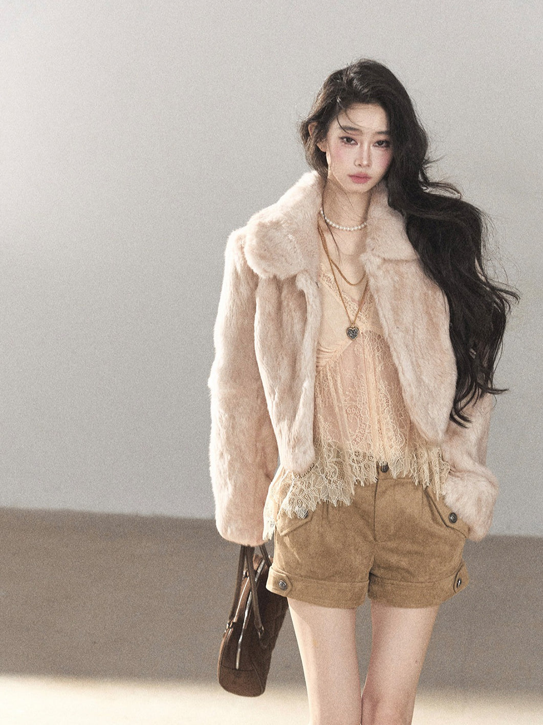 AOMALM - Frosty Lavender Gray Rabbit Fur Jacket