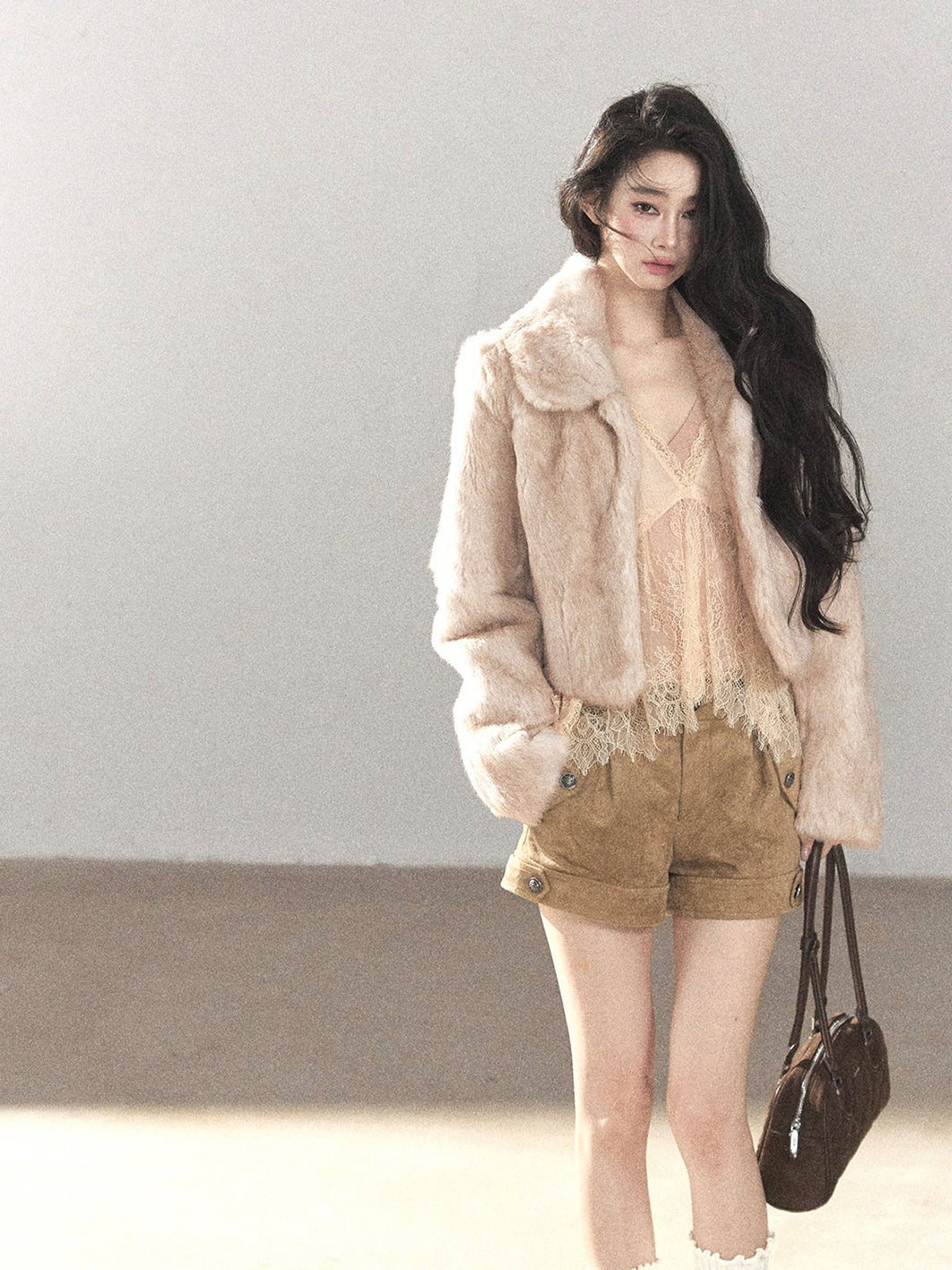 AOMALM - Frosty Lavender Gray Rabbit Fur Jacket