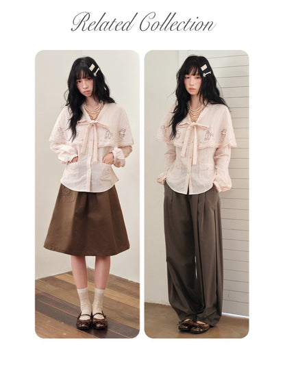 DAILY ARTIST - “Soft Pink Notes” Pink Vintage Tencel Lace Cape Blouse