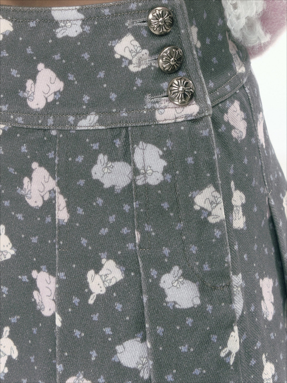 JOVYLLE - Pink Bunny Print Cotton Pants & Pleated Skirt
