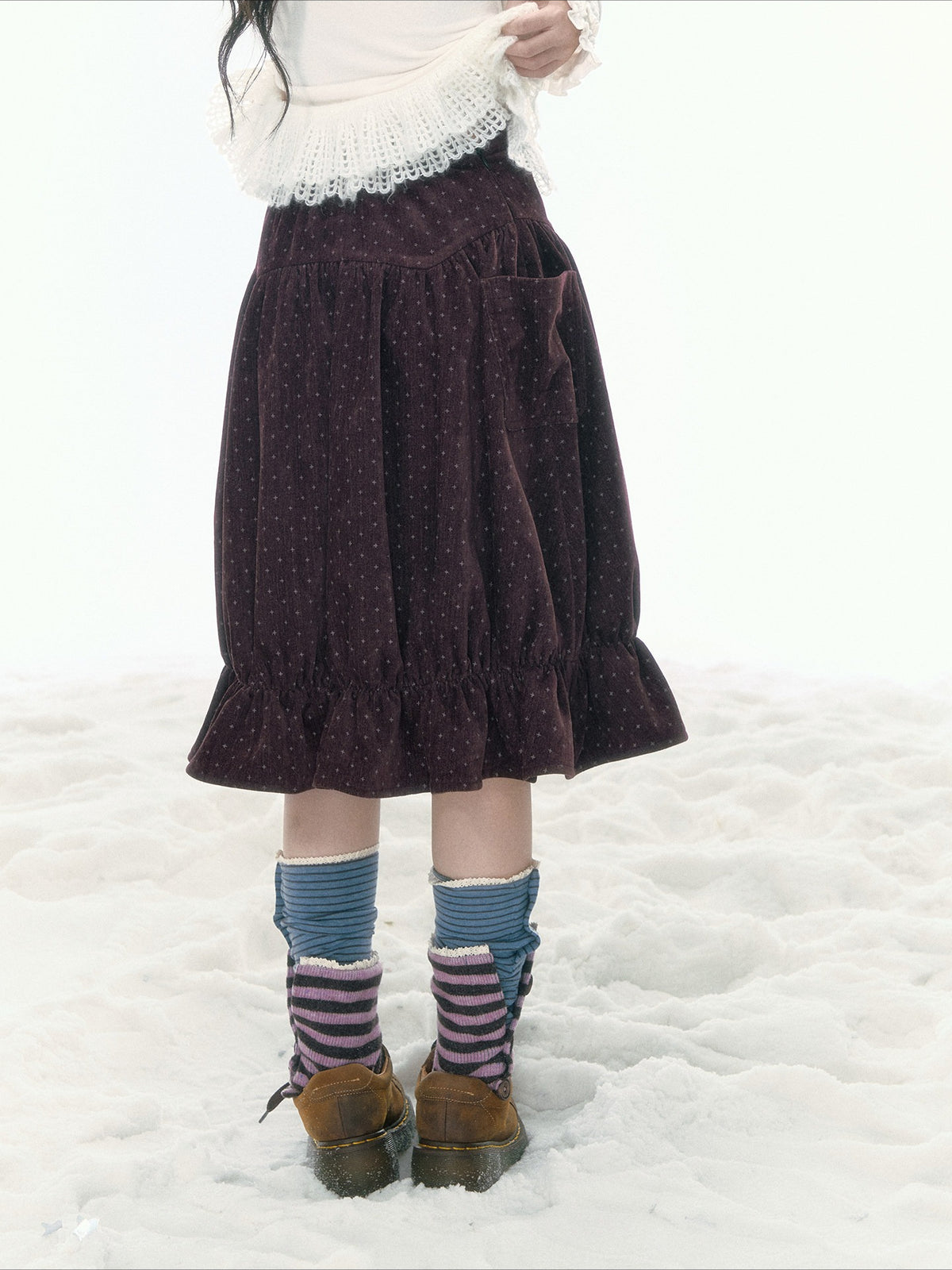 JOVYLLE - Berry Purple Star Print Bubble Skirt