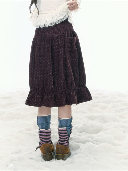 JOVYLLE - Berry Purple Star Print Bubble Skirt