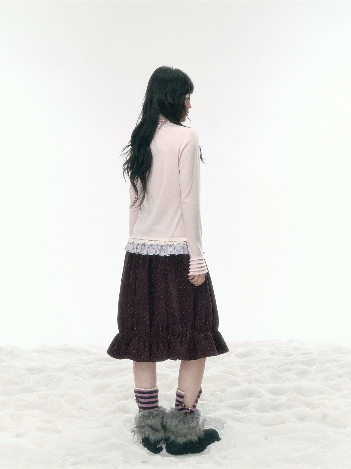 JOVYLLE - Berry Purple Star Print Bubble Skirt