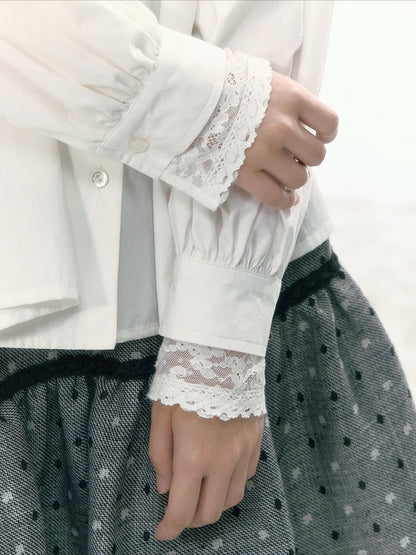 JOVYLLE - Gray Polka Dot Winter A-Line Mini Skirt