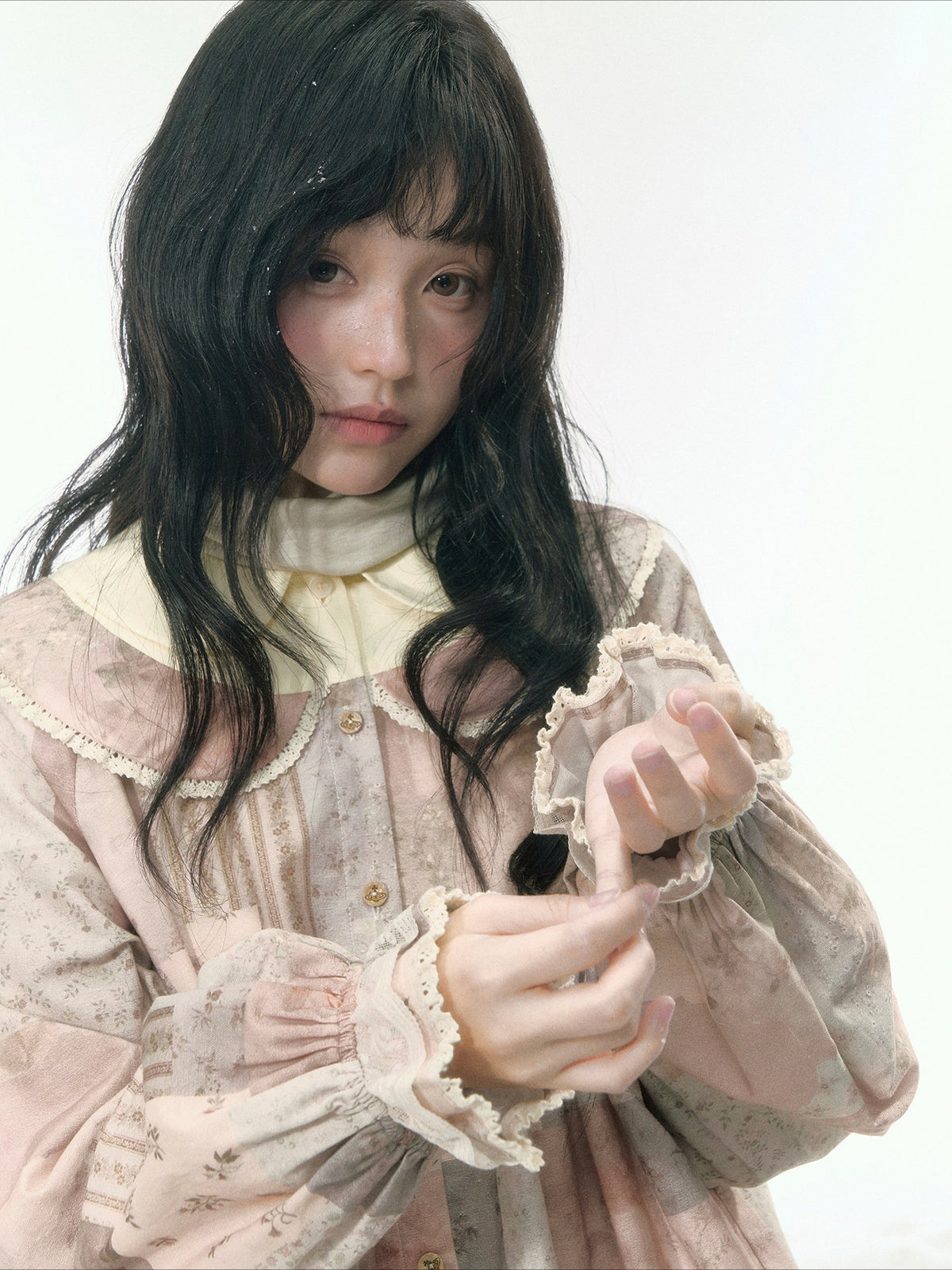 JOVYLLE - Vintage Patchwork Cotton Doll-Collar Blouse
